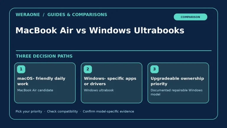 MacBook Air vs Windows Ultrabooks — three editorial decision paths and constraints