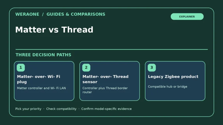 Matter vs Thread — three editorial decision paths and constraints