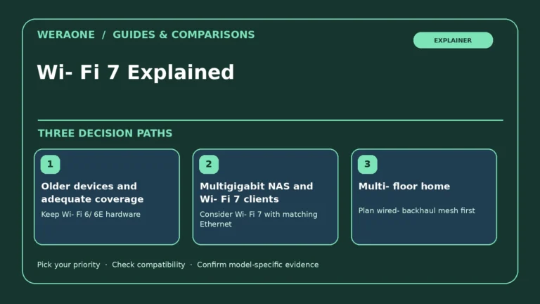 Wi-Fi 7 Explained — three editorial decision paths and constraints